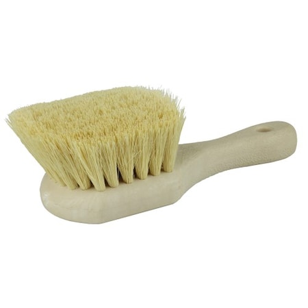 Weiler 8" Utility Scrub Brush, White Tampico Fill, Short Handle, Foam Block 79100